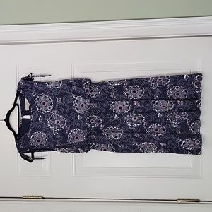 Loft Navy Dress with Flower Pattern